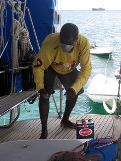 After sanding edges, acetone readies slots for caulking