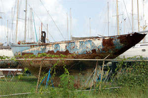 Sloop Kajen in Rodney Bay Boatyard