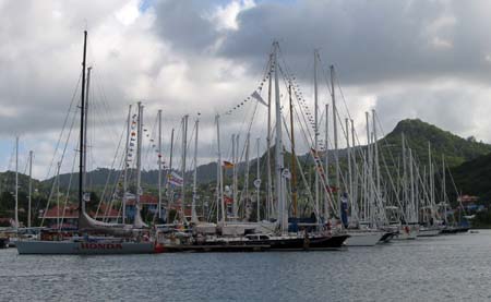 ARC boats after the finish in Rodney Bay Marina