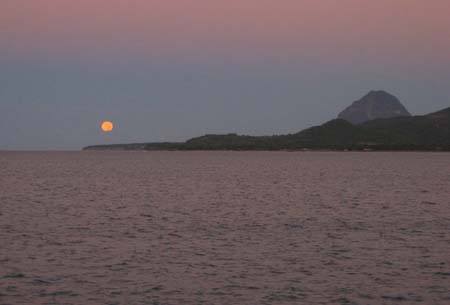 Sunset over the Pitons from Vieux Fort