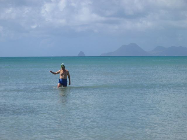 Bob Batten in Martinique Diamond Rock in the Background