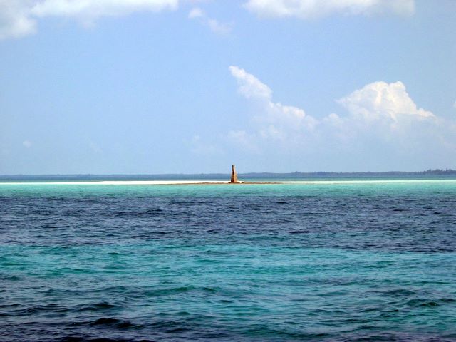 Obelisk marking Davis Channel in the Bight of Eleuthera, Bahamas