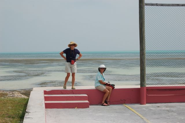 Liz and Susie on School grounds at Spanish Wells, Bahamas