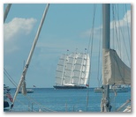 Maltese Falcon sails out of anchorage