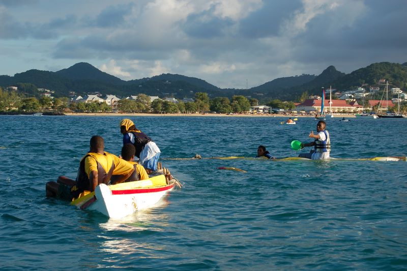 Yole capsized in Rodney Bay, St. Lucia