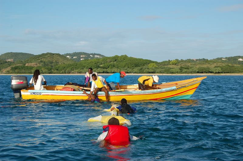 Rescue boat and mast of Yole