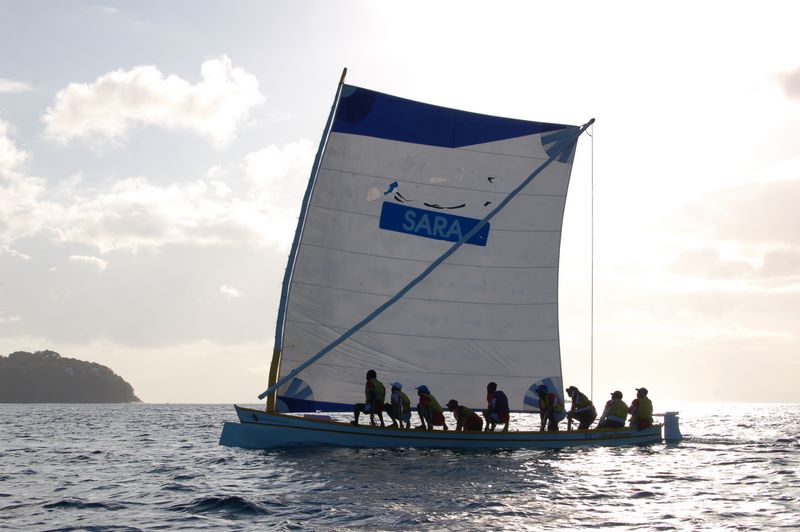 Crew and sail of Yole in Rodney Bay St. Lucia