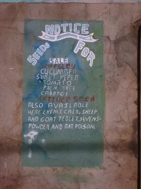 Sign on a building in Ashton, Union Island, SVG
