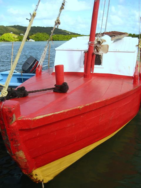 Local fishing boat at the jetty in Ashton, Union Island, SVG