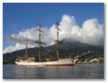 Picton Castle in front of Mt. Pele, Martinique