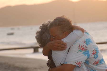 Lance and Susie smooching before dinner at Palm Beach