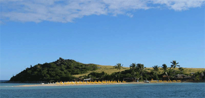 Beach with yellow chairs