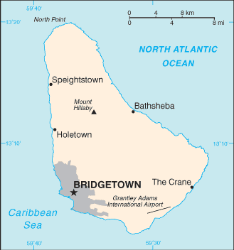 map of Barbados