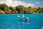 Blue water and kayak at Los Palominos, Puerto Rico