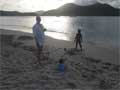 Sand castle lessons at sunset 